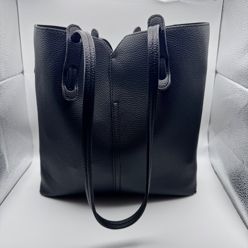 Antik Kraft Black Pebbled Tote Bag Carryall Work Shopper Center Zip Purse